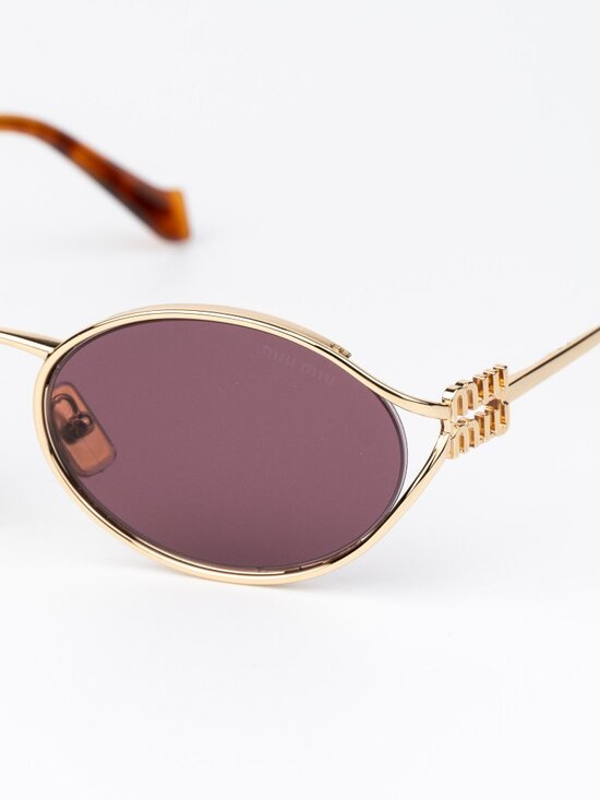 Miu Miu Women Sunglasses LOGO Gold Violet Oval MU52YS 5AK20Y NEW AUTHENTIC main image 10